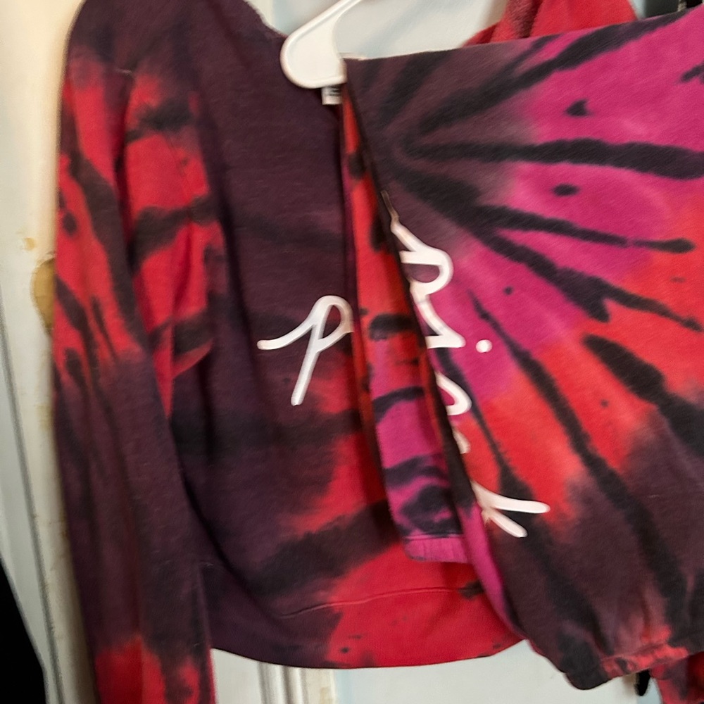 PINK  Tie-Dye off shoulder Sexy Sweat Set - Red Pink and Purple